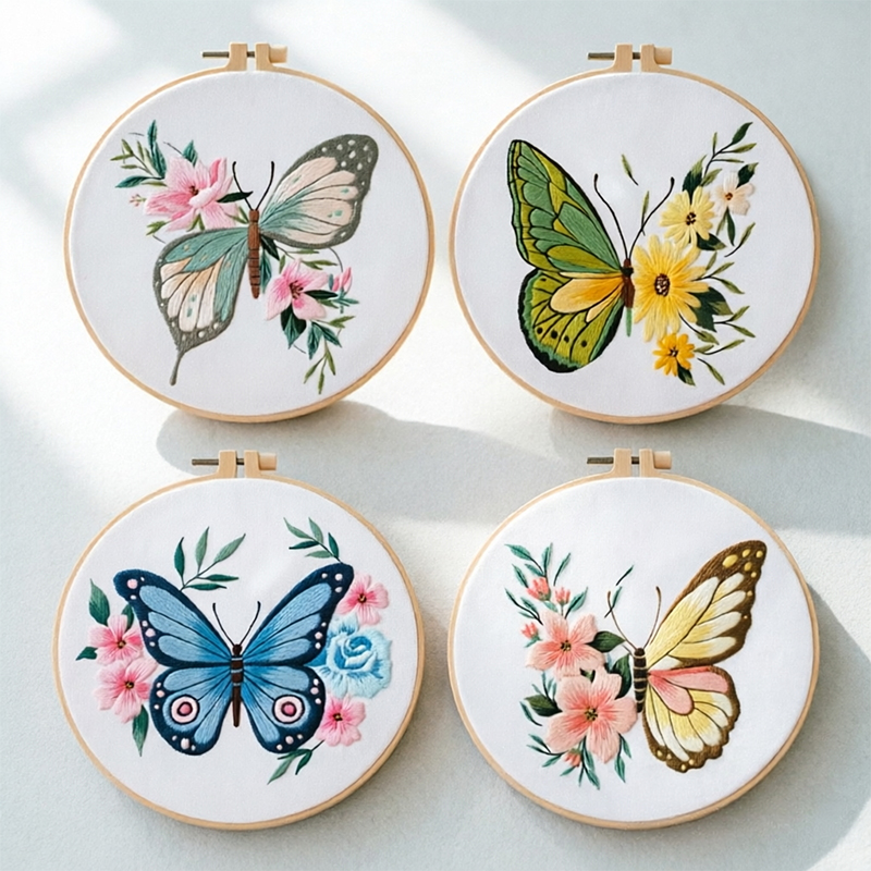 Embroidery - 1pc 20X20CM 7.87 inch Embroidery Butterfly