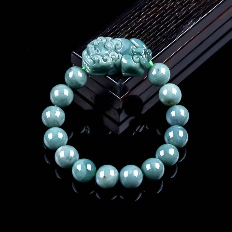 Beading - Natural Real Emerald Blue Water Pixiu