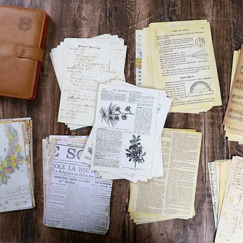 Vintage Junk Journal Scrapbooking Paper - 30 Pcs Old Map Flower Letters