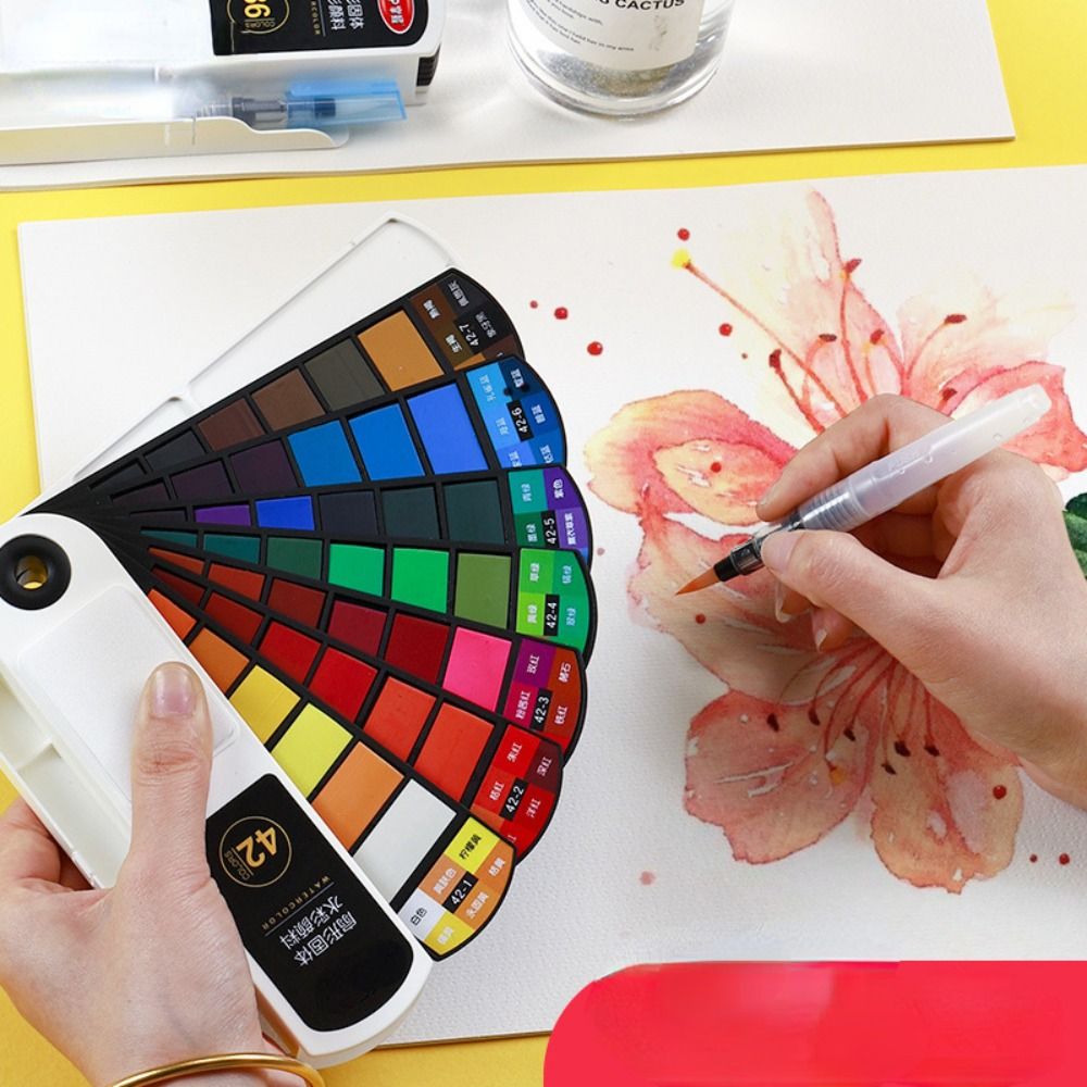 Watercolor Paint Set Solid Pigment - Folding Watercolor Paint Set with Water