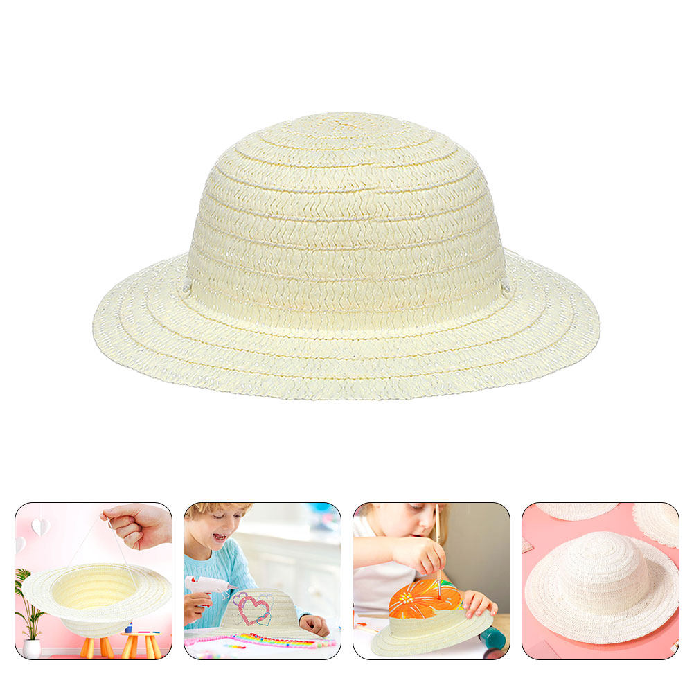 8Pcs DIY Kids Straw Hats White - Painting Supplies review and price