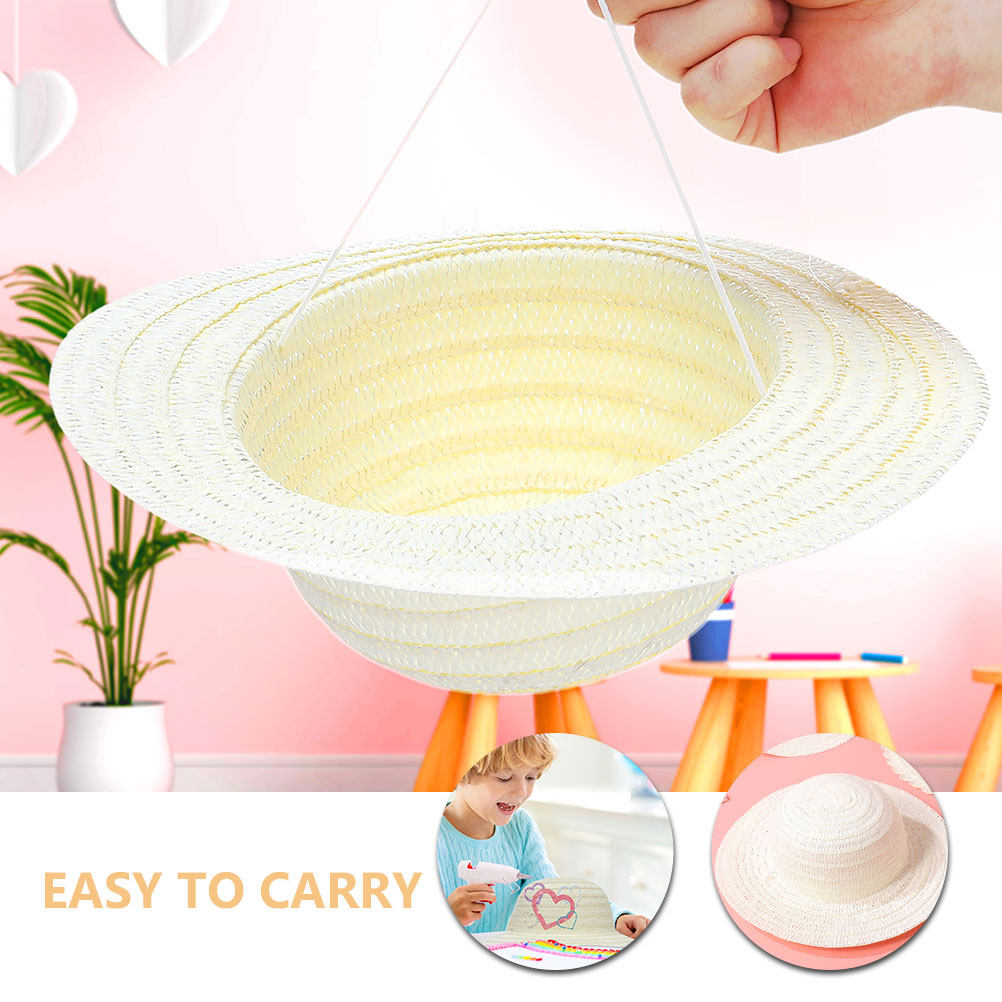 8Pcs DIY Kids Straw Hats White - Painting Supplies review and price