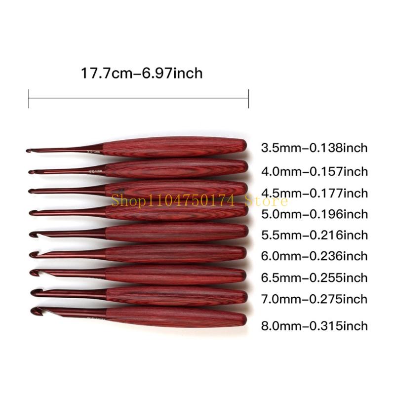 9Pcs Ergonomic Grip Aluminium  - Wooden Crochet Hooks Ergonomic Handle review and price
