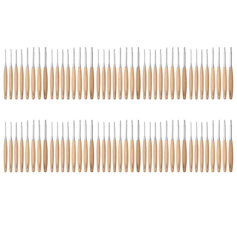 SEWS-80Pcs Wood Crochet Hooks  - Wooden Crochet Hooks Ergonomic Handle review and price