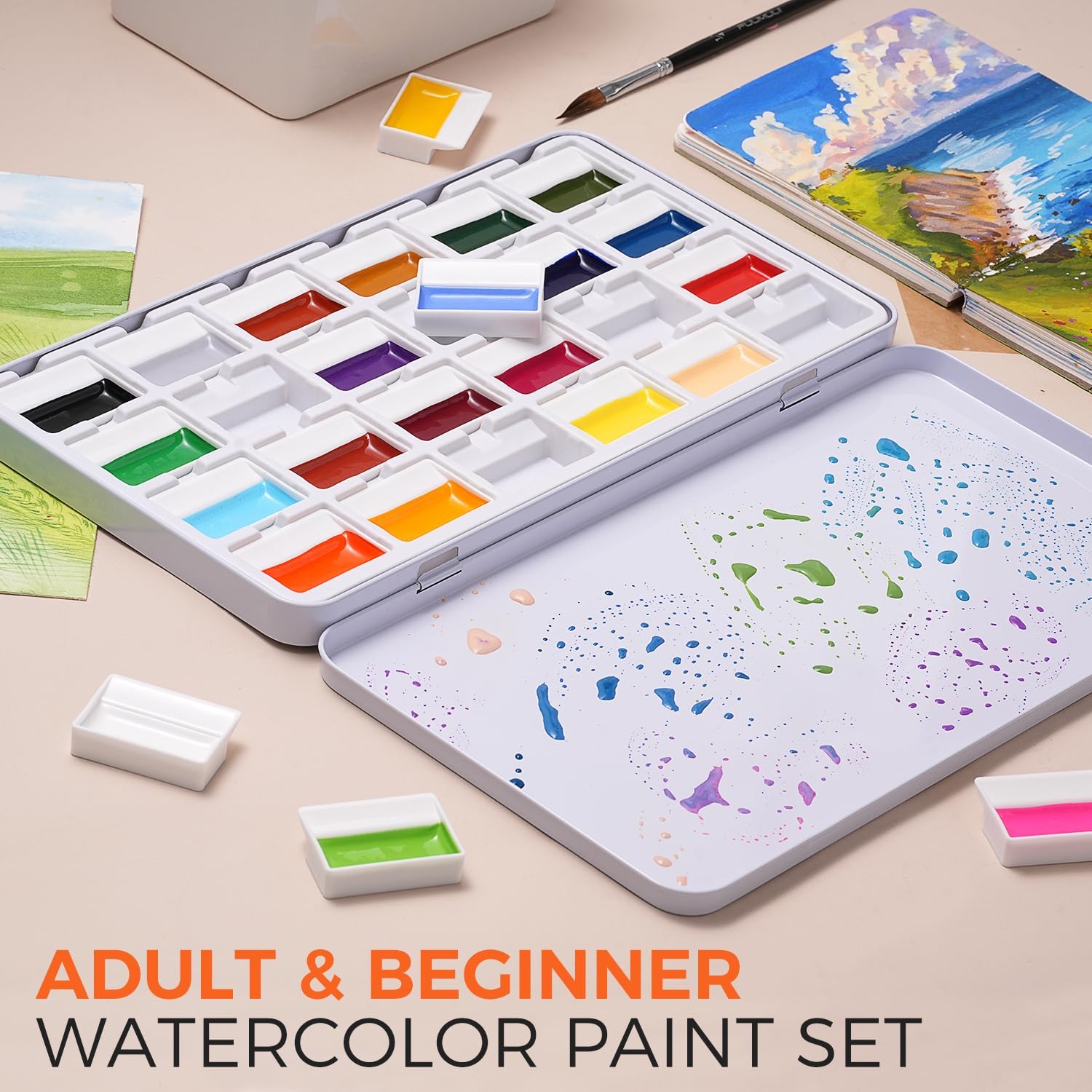 24 Colors Opaque Solid Waterco - Watercolor Paint Set Solid Pigment review and price