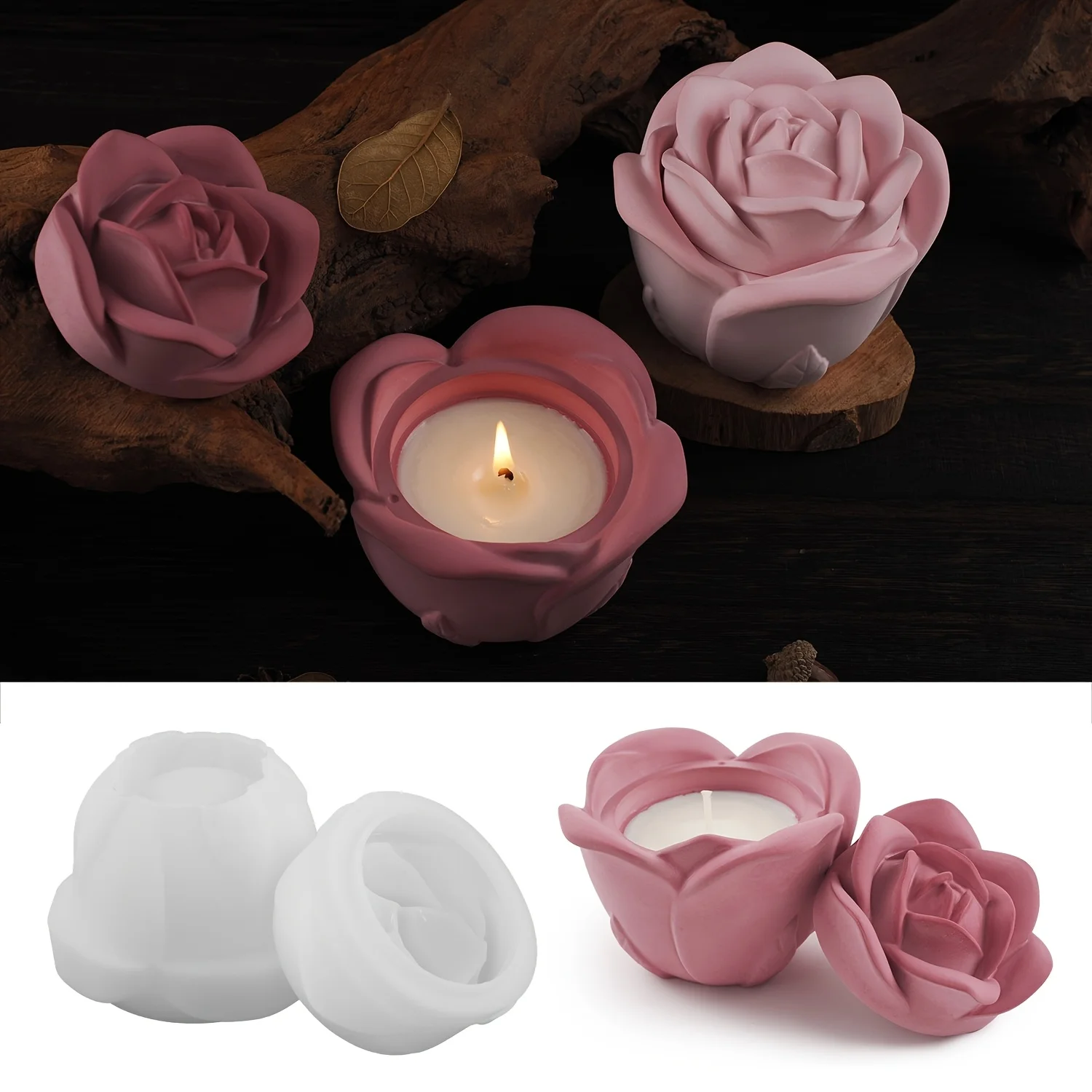 2-Piece Set Rose Shaped Silico - Silicone Epoxy Resin Molds Set review and price