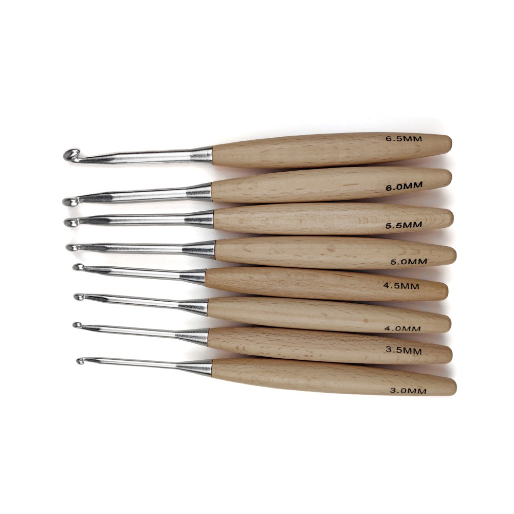 8Pcs Wood Crochet Hooks16.5cm  - Wooden Crochet Hooks Ergonomic Handle review and price