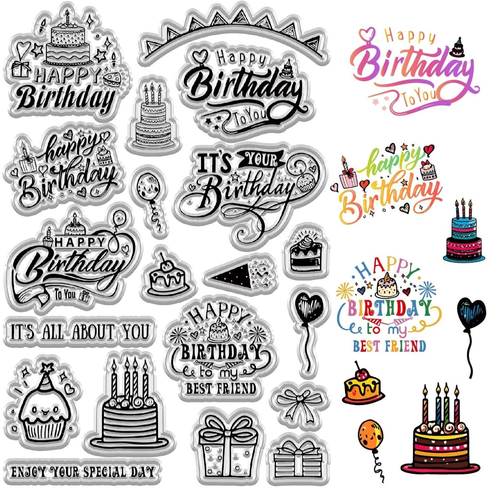 Happy Birthday Clear Stamps fo - Clear Silicone Stamps For Card Making review and price