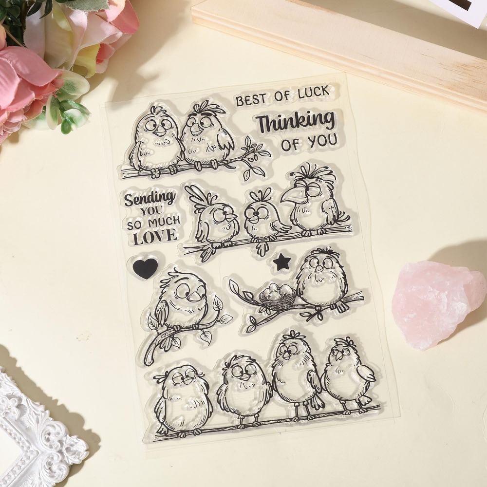 Funny Birds Branches Clear Sta - Clear Silicone Stamps For Card Making review and price