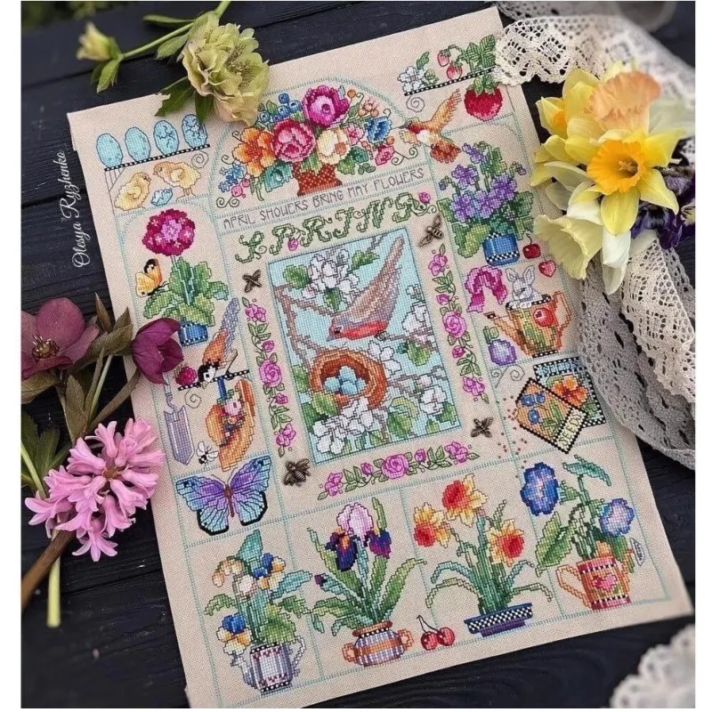 【CC2937 Spring Garden】 Beginne - Cross Stitch Stamped Kits Beginners review and price