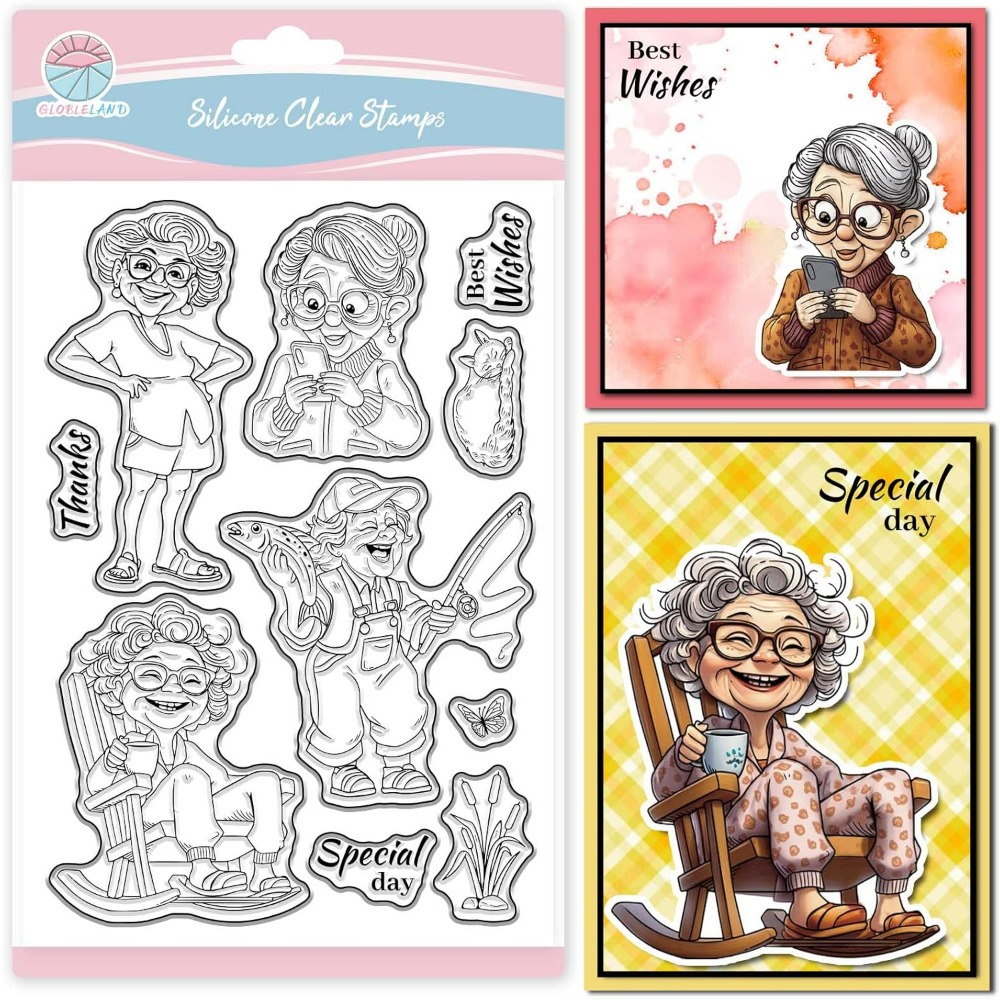 Smiling Old Lady Clear Stamps  - Clear Silicone Stamps For Card Making review and price