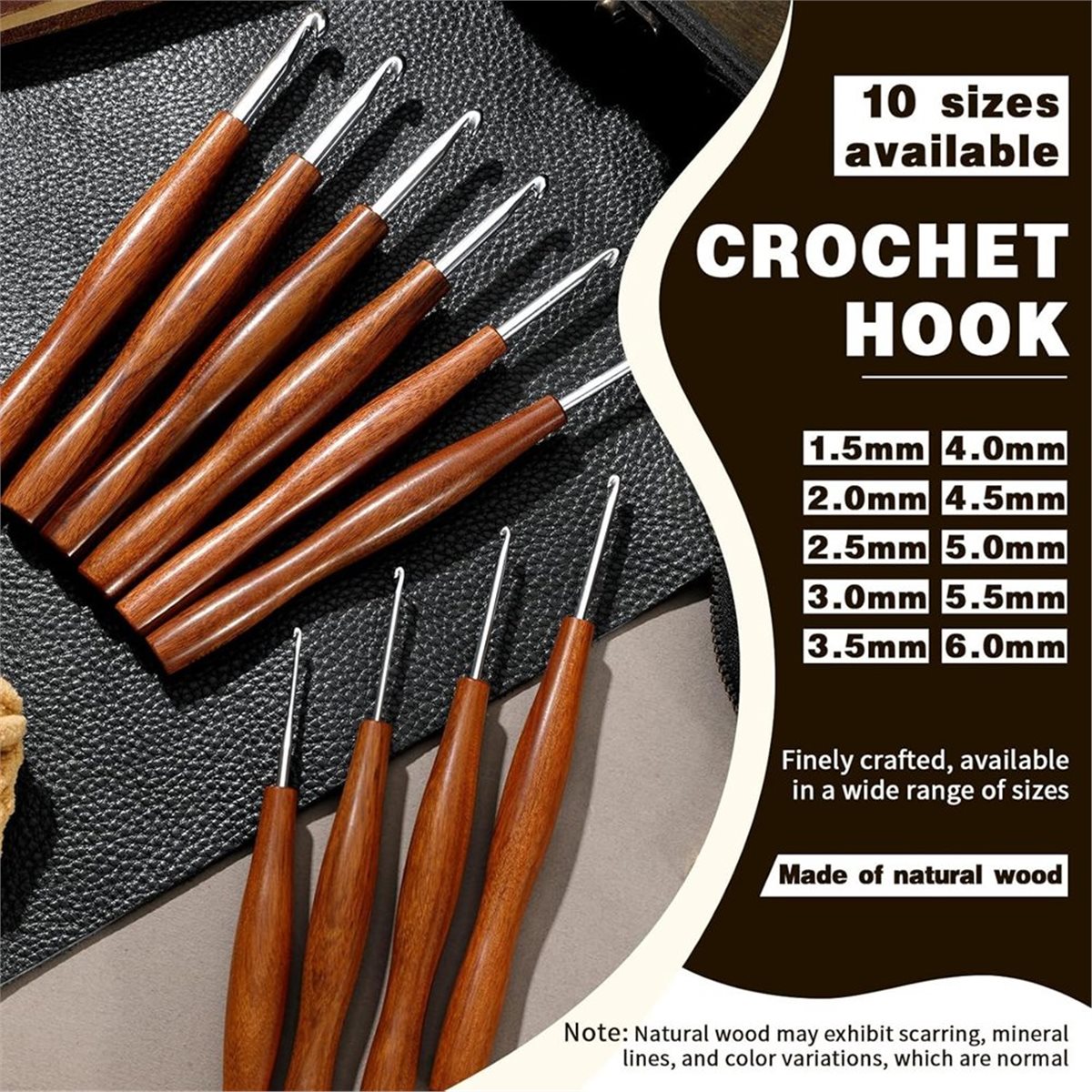 NOCM 5 Pcs Crochet Hook, 5 Siz - Wooden Crochet Hooks Ergonomic Handle review and price