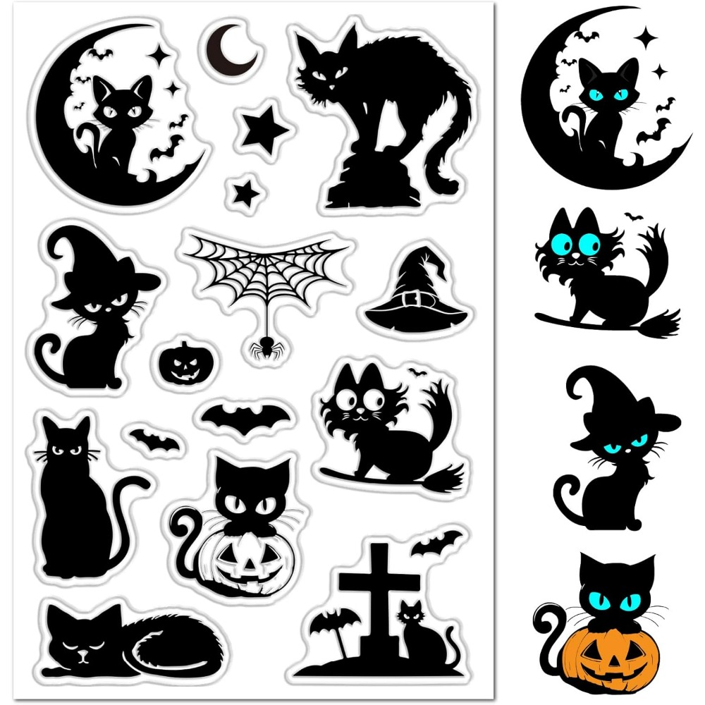 Halloween Black Cats Clear Rub - Clear Silicone Stamps For Card Making review and price