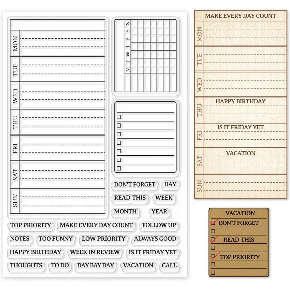 Weekly Plan Clear Stamp Calend - Clear Silicone Stamps For Card Making review and price