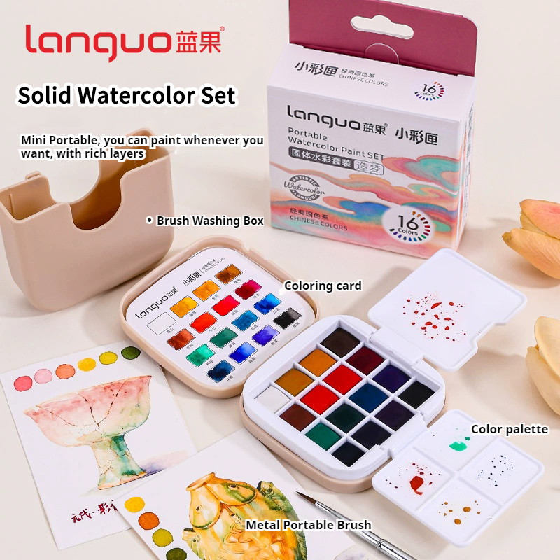 16 Colors Languo Solid Waterco - Watercolor Paint Set Solid Pigment review and price