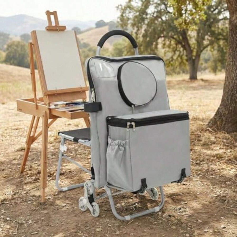 3 Wheel Folding Art Cart with  - Painting Supplies review and price